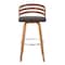 Armen Living Jayden 30" Bar Height Swivel Brown Faux Leather and Walnut Wood Bar Stool LCJYBABRWA30 - alternate 2